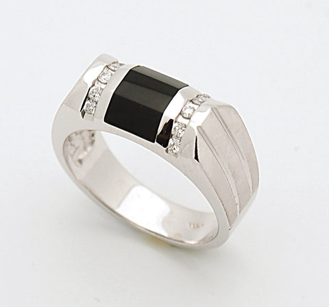 14k Mens Black Onyx Diamond Ring Mira S Jewelers