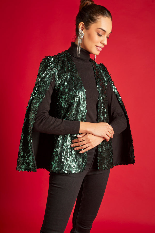 Sequin sales cape blazer