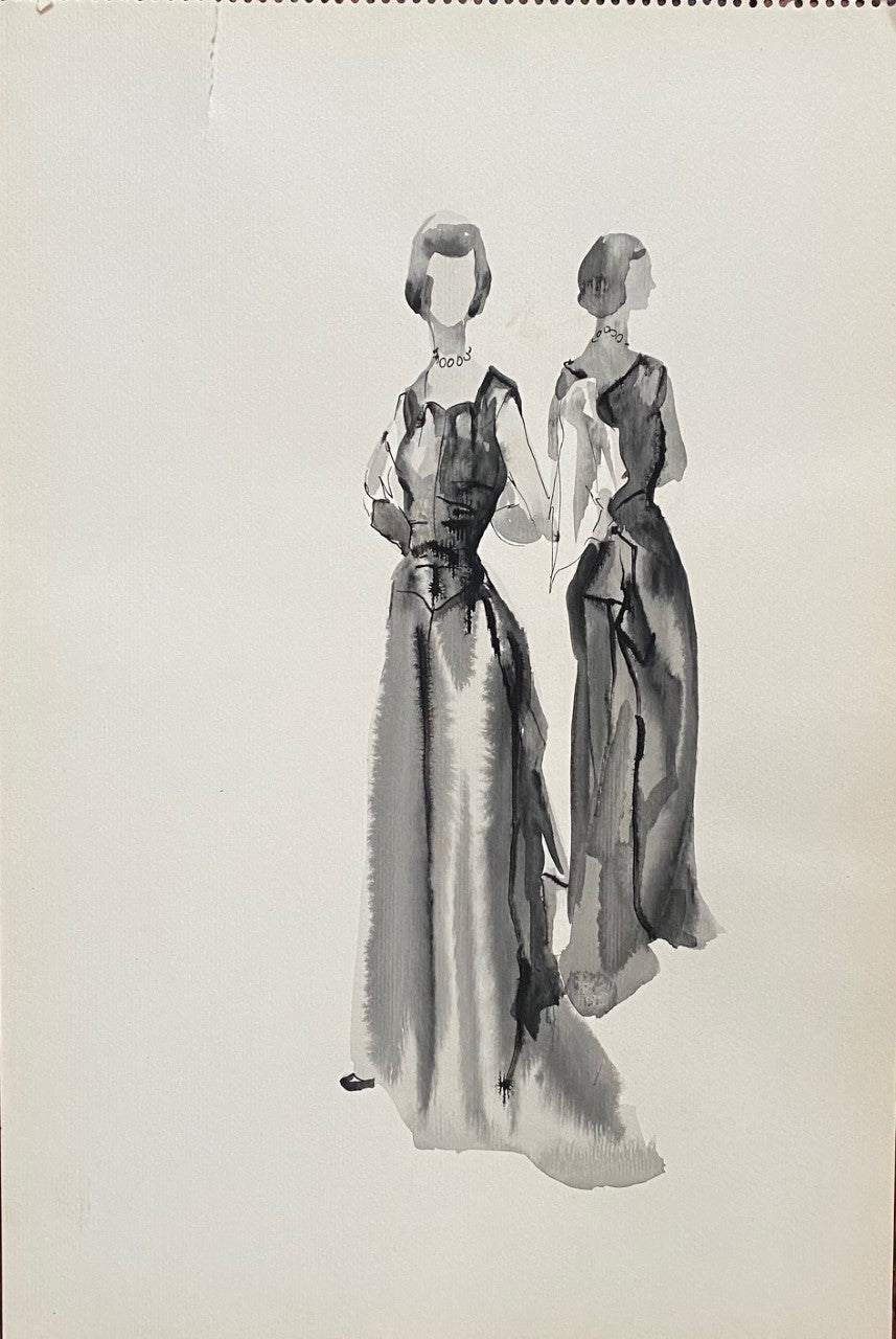 Mid-Century Vogue Fashion Sketches – Blackbird Vintage Finds