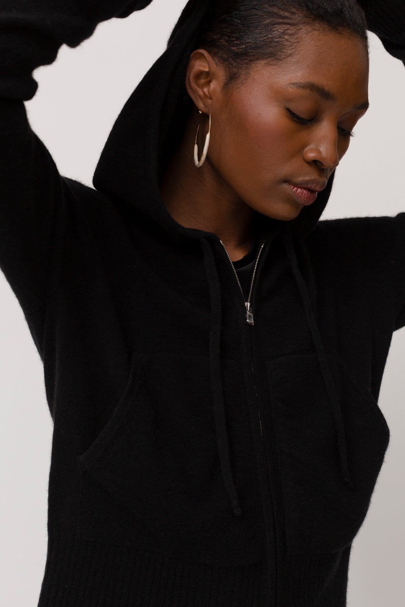 black cashmere hoodie