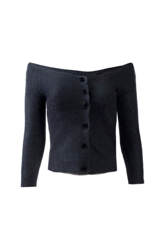 Piper Cashmere Button Up - Black - Kourtney Kardashian Wears KESNYC.COM