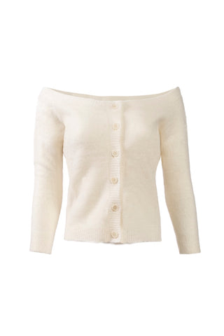 Piper Cashmere Button Up - Natural - Kourtney Kardashian Wears KESNYC.COM