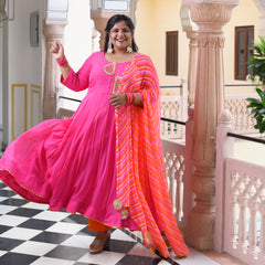 Dark Pink Gota Patti Handwork Pure georgette anarkali