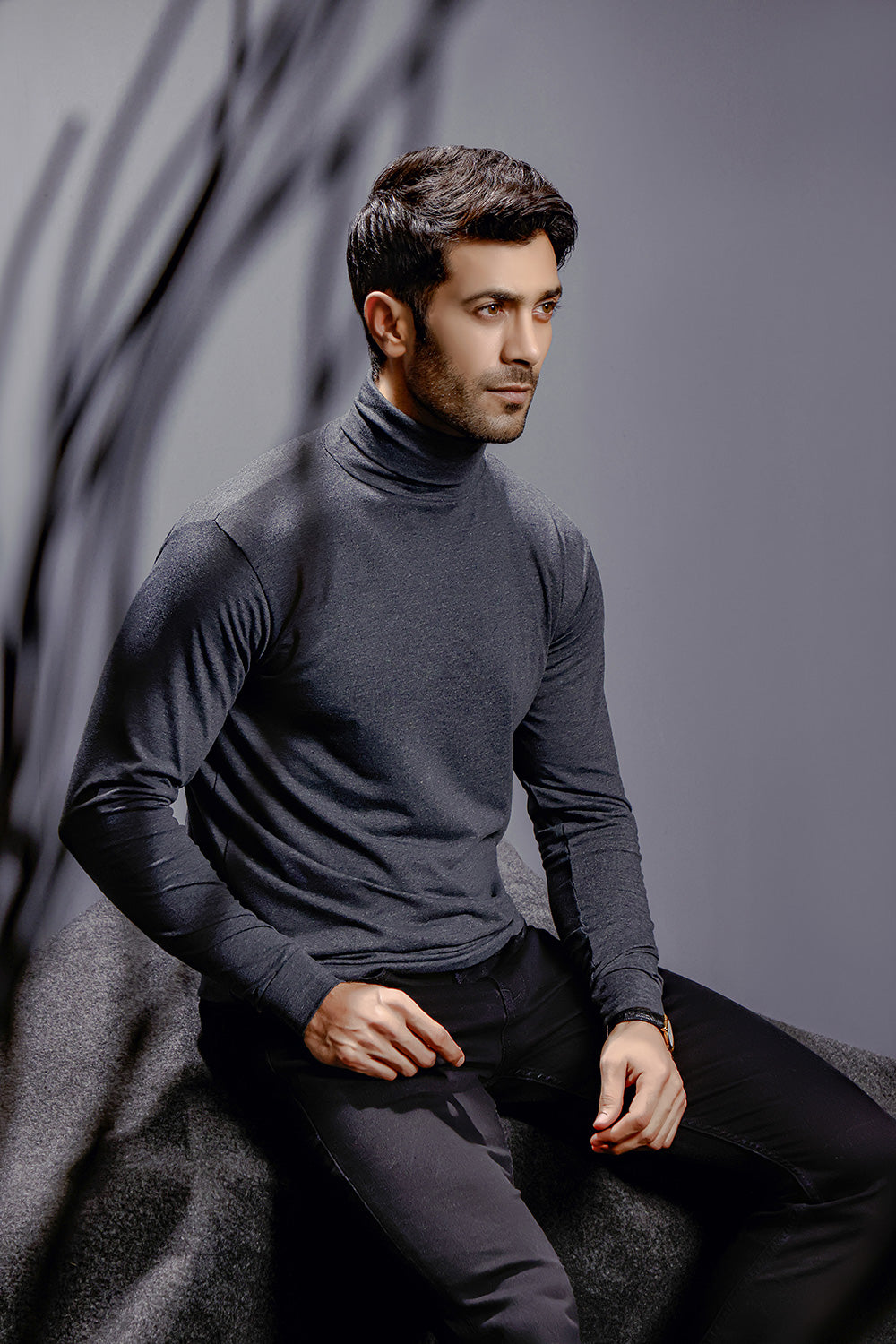 Cereal Duplicar pantalla Charcoal Full Sleeves Turtle Neck | ZED