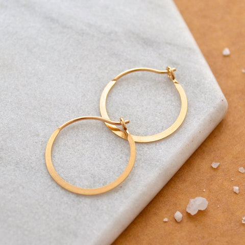 14K Yellow Gold 4mm Small Perfect Hoop Earrings