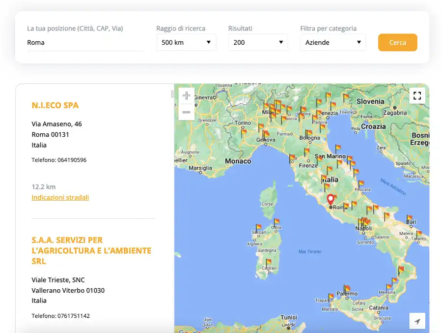 mappa conferimento olio