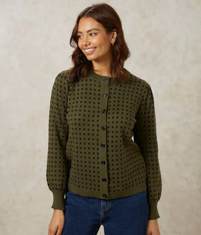 Marley Cardigan, Khaki Green | Wearwell Sustainable, Ethical Clothing and Accessories