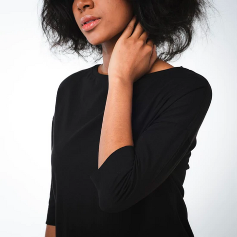 Bella Top sustainable and ethically made long sleeve black boatneck top