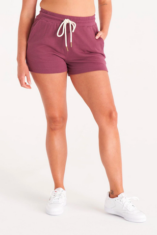 The Jogger Short in Plum, sustainable, ethical, cotton, vegan