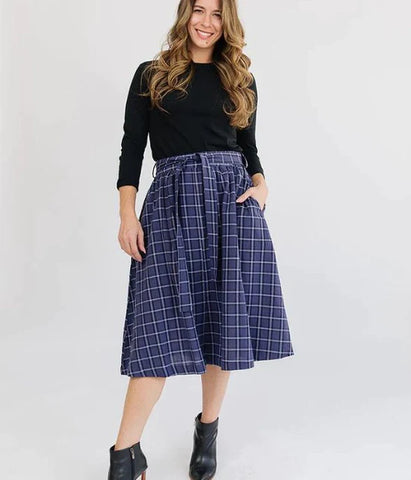 Laci Skirt, Indigo Plaid | Wearwell Sustainable, Ethical Clothing and Accessories