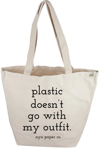 Plastic Free Canvas Tote sustainable ethical wearwell plastic doesn't go with my outfit