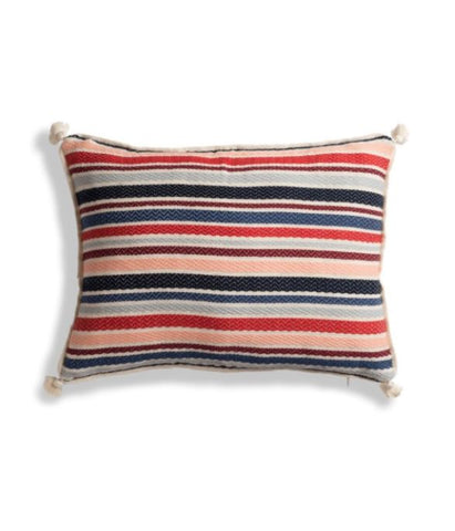 Lumbar Accent Pillow Cover, Santiago Raised Stripe Blue Red Stripe | Wearwell sustainable, eco-friendly fashion an accessories