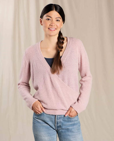 Cori Wrap Sweater, Dawn Pink | Wearwell Sustainable, Ethical Clothing and Accessories