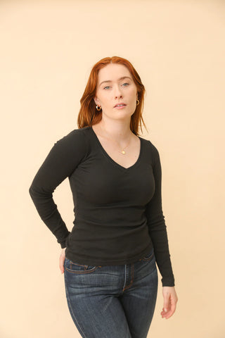 Rita V-Neck Top, Black | Wearwell Sustainable, Ethical Clothing and Accessories