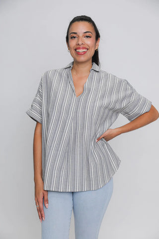 Chennai Top, Grey Stripe | Wearwell Sustainable, Ethical Clothing and Accessories