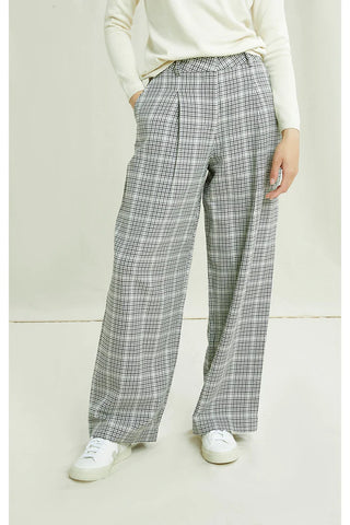 Adalee Trousers, Grey Check Black White Gray Plaid | Wearwell sustainable, eco-friendly fashion and accessories