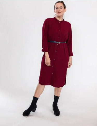 Bayon Button Up Tunic, Wine Red | Wearwell sustainable, eco-friendly fashion and accessories