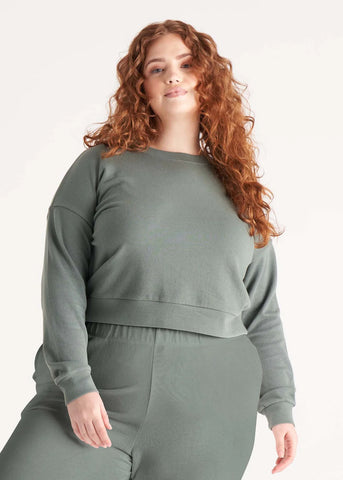 The Cropped Sweatshirt, Thyme Sage Green | Wearwell sustainable, eco-friendly fashion and accessories