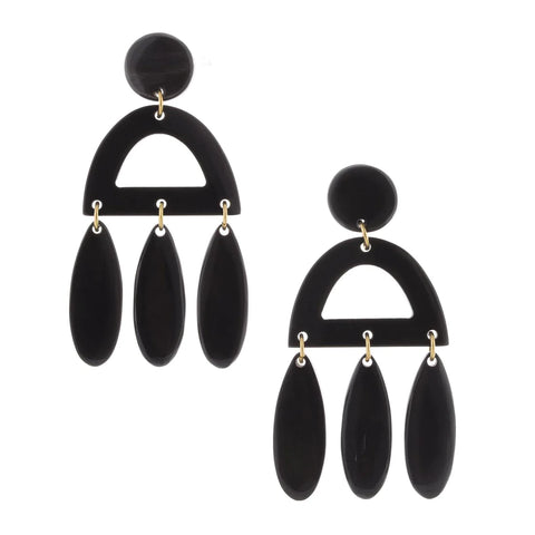 Edie Earrings, Black Polished Horn | Wearwell sustainable, eco-friendly fashion and accessories