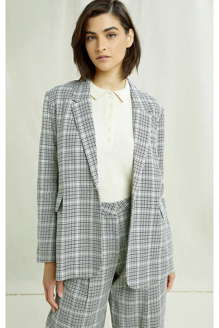 Jaspal Boyfriend Blazer, Grey Check | Wearwell Sustainable, Ethical Clothing and Accessories