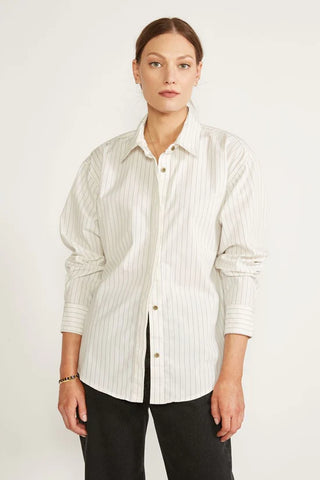Joni Classic Shirt, Black White Stripe | Wearwell sustainable, eco-friendly fashion and accessories
