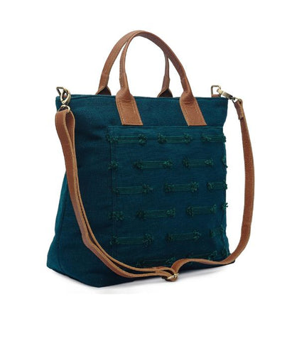 Micaela Tote, Deep Teal Blue | Wearwell sustainable, eco-friendly fashion and accessories