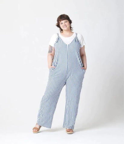 Remy Jumpsuit, Steel Blue Stripe Blue and White | Wearwell sustainable, eco-friendly fashion and accessories