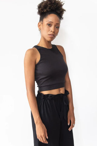 Rhea Rib Crop Top, Black | Wearwell sustainable, eco-friendly fashion and accessories