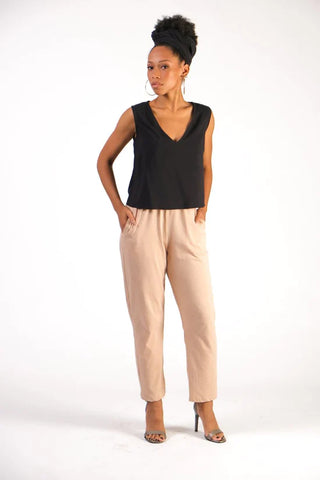 Nuon Top, Sothy Jersey Trousers, Black Palm Tan | Wearwell Sustainable, Ethical Clothing and Accessories
