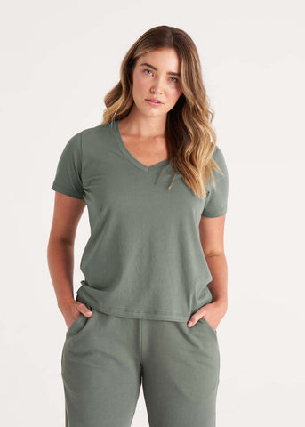 The V-Neck, Thyme Green | Wearwell sustainable, eco-friendly fashion and accessories