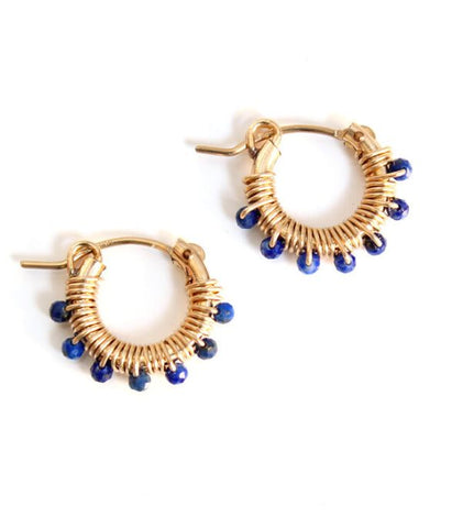 Walton Gemstone Hoops, Blue Lapis | Wearwell sustainable, eco-friendly fashion and accessories