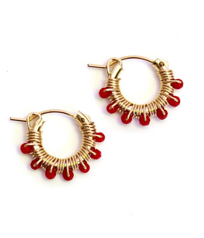 Walton Gemstone Hoops, Red Coral | Wearwell Sustainable, Ethical Clothing and Accessories