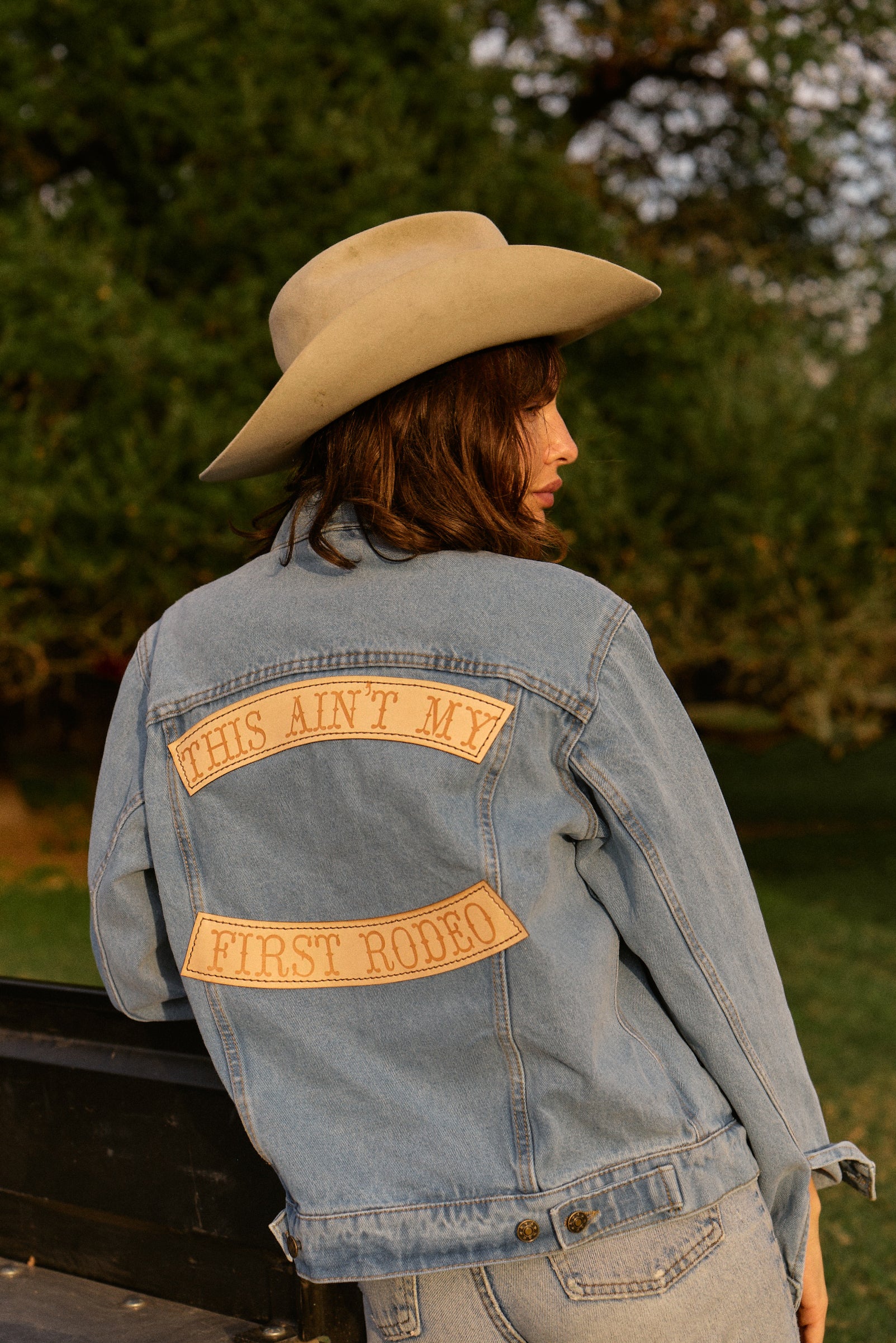 leather denim blouson