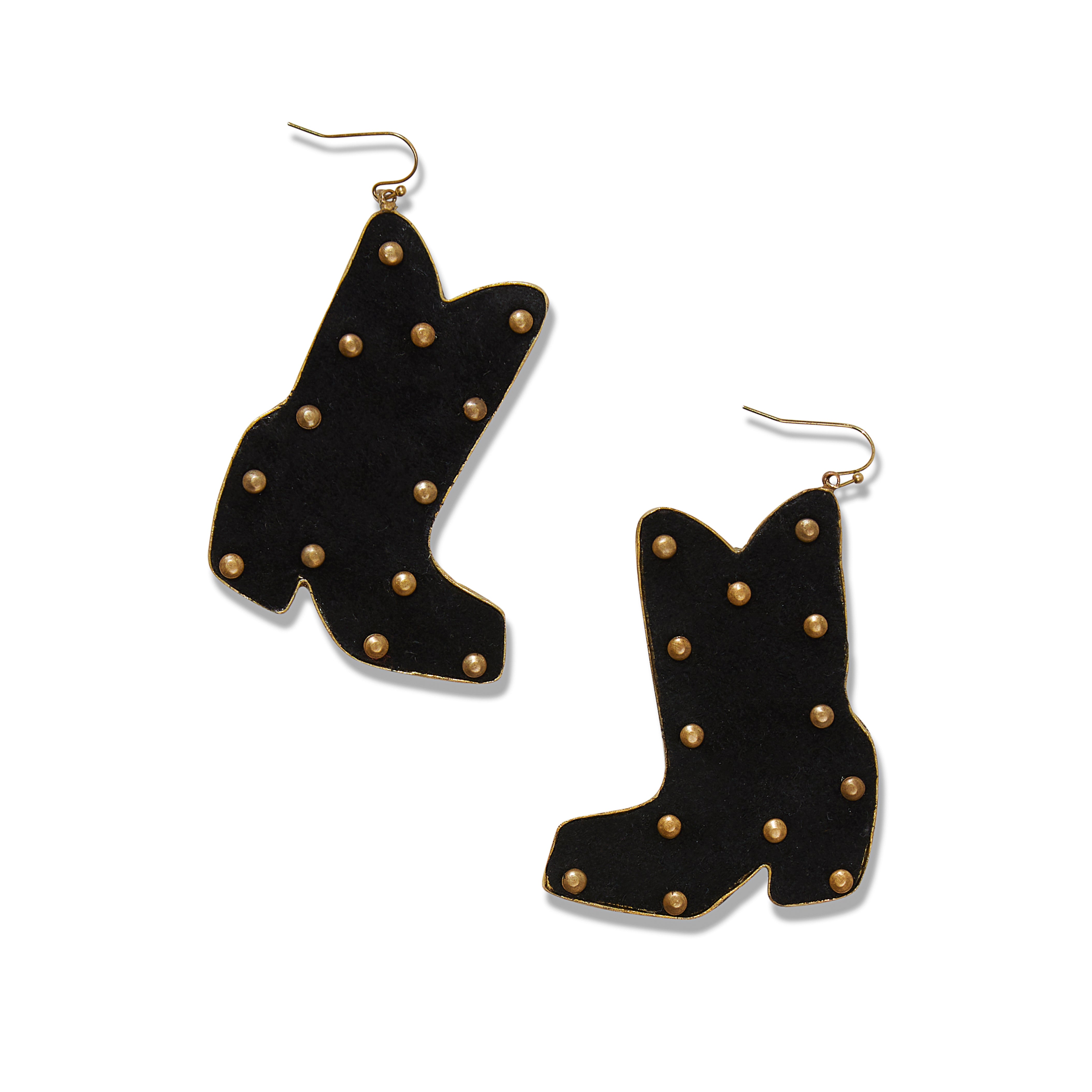 BLACK STUDDED BOOT EARRINGS