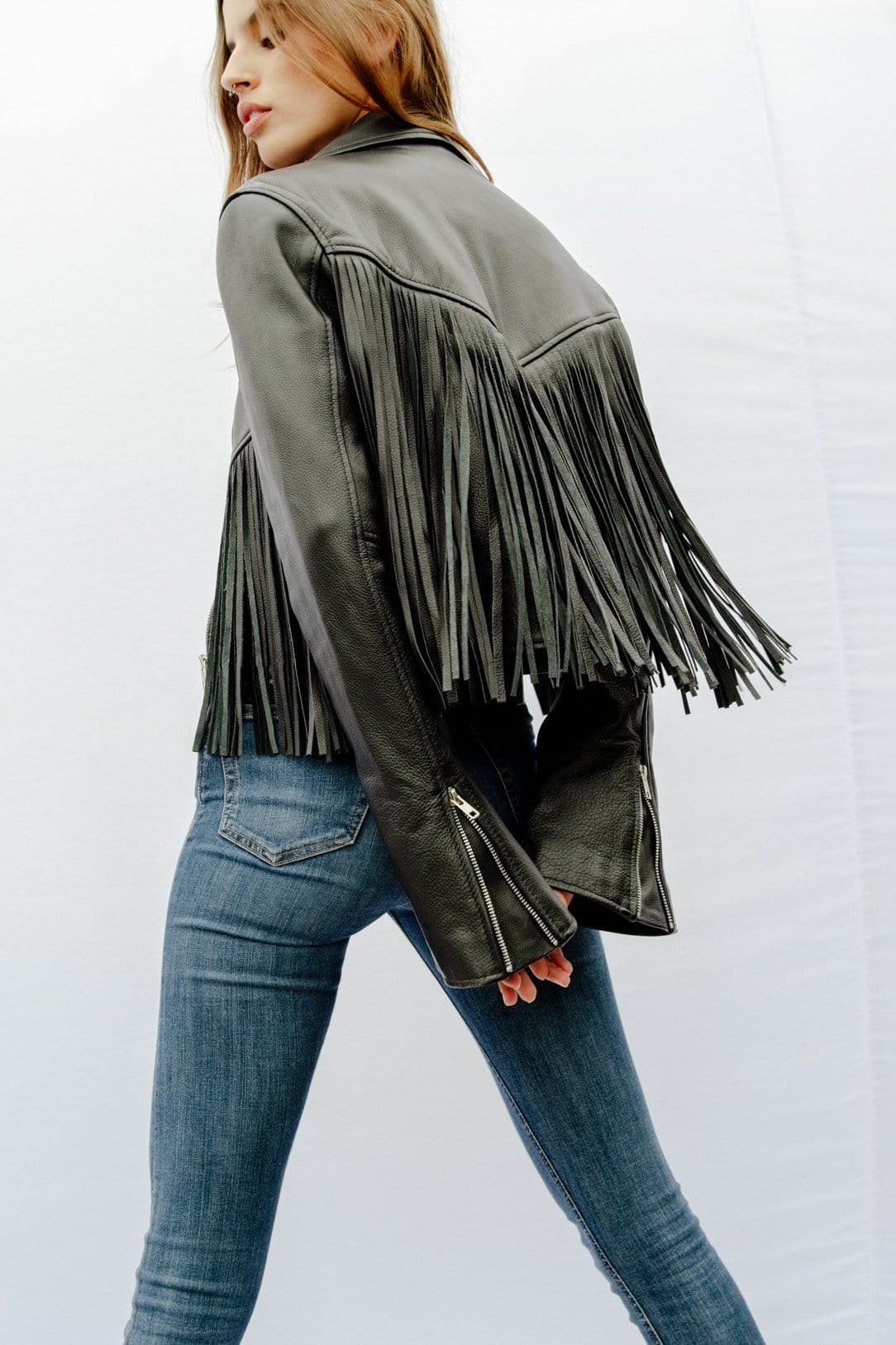 Understated Leather: MERCY FRINGE JACKET