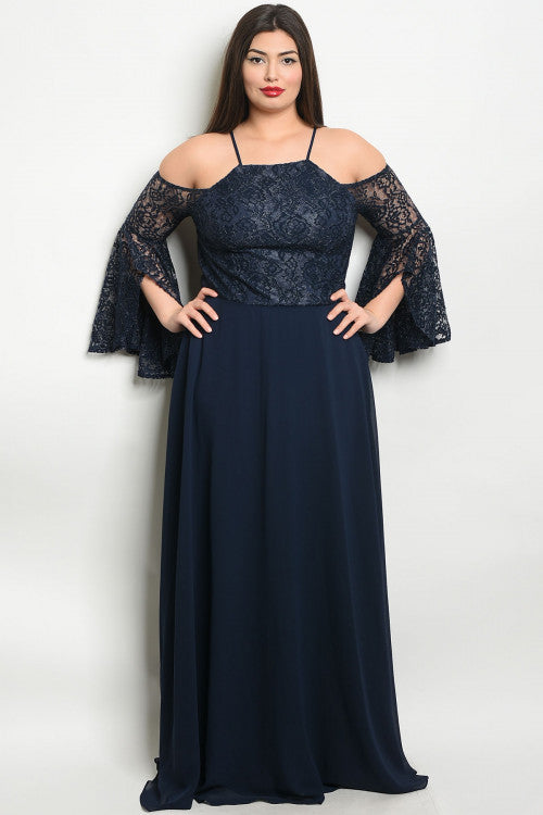 navy blue evening dress plus size