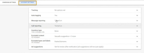 ACCOUNT SETTINGS GOOGLE ADS