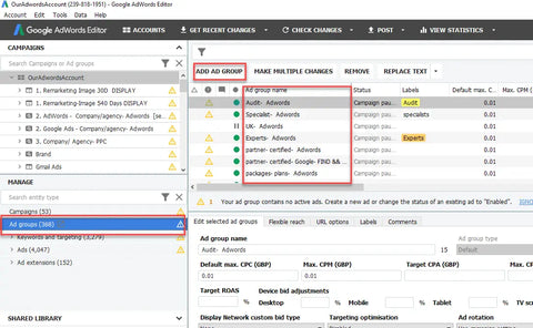 AD GROUP GOOGLE AD EDITOR