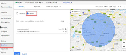 RADIUS LOCAL TARGETING GOOGLE ADS