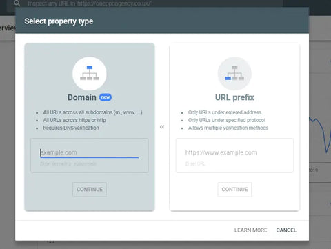 SEARCH CONSOLE ADD PROPERTY WEBSITE DOMAIN