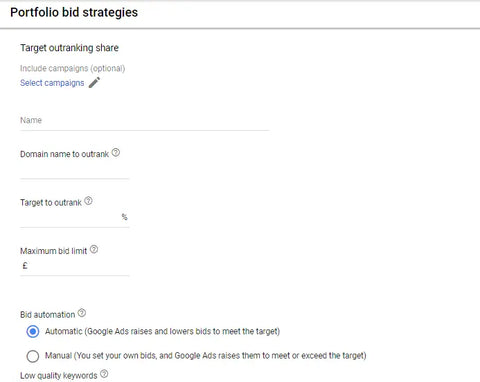 TARGET OUTRANKING SHARE GOOGLE ADS BIDDING STRATEGIES