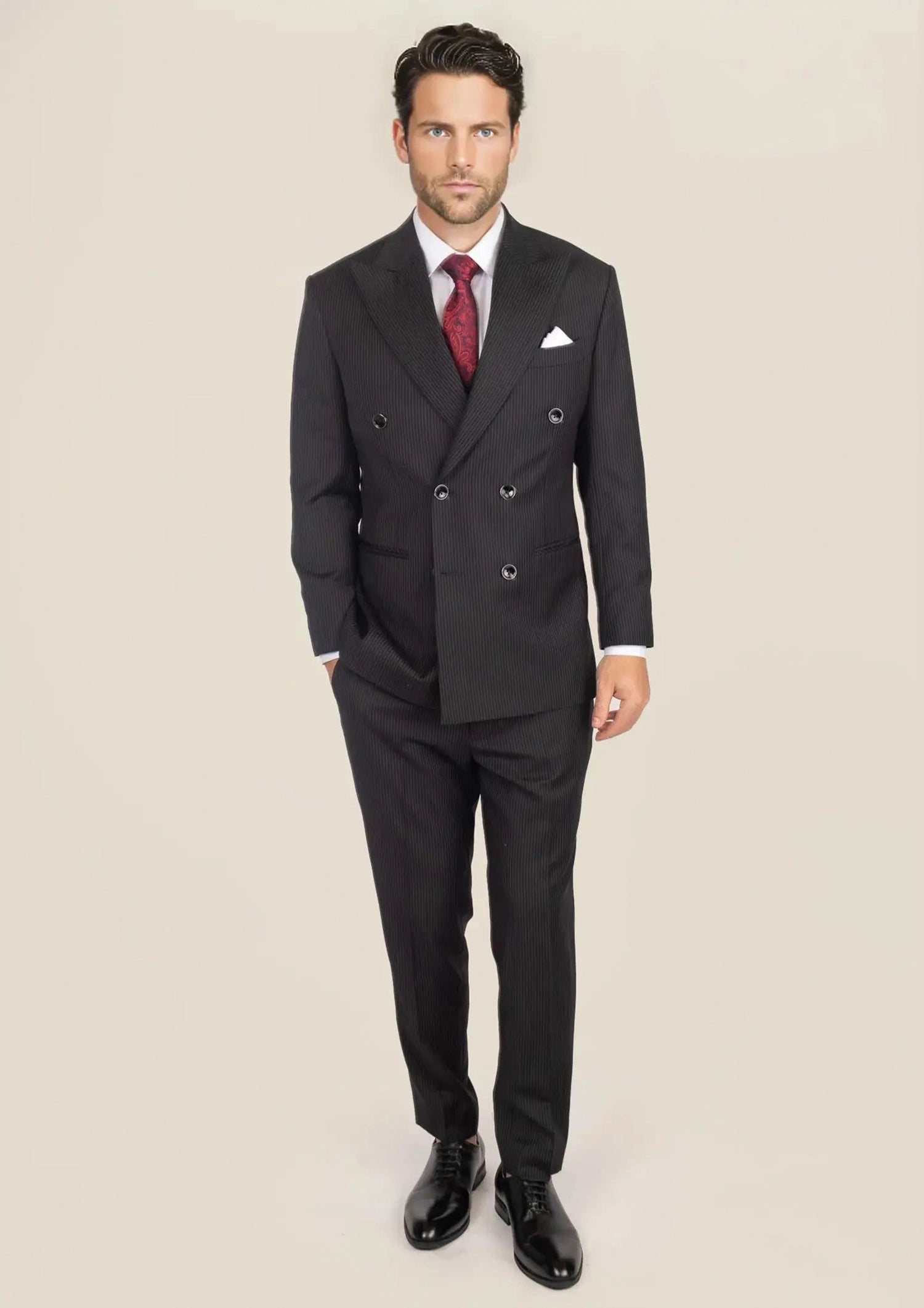 Waverly Black Pinstripe Suit