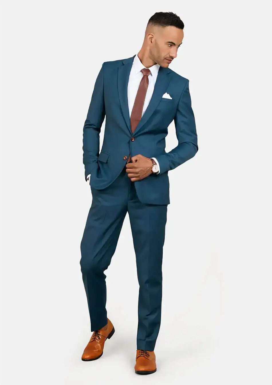 astor prussian teal twill suit 359118