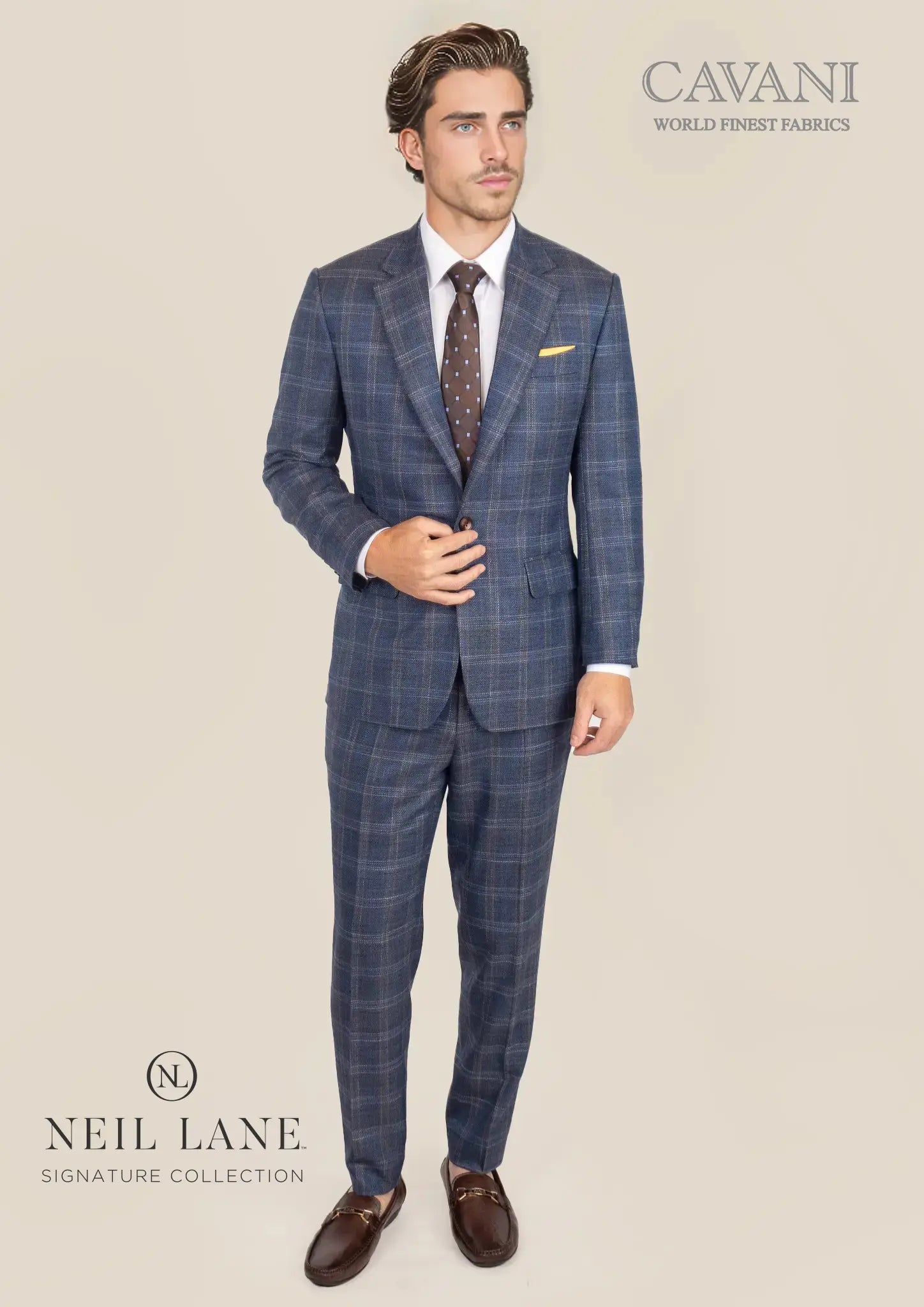 lafayette deep cobalt blue plaid suit 976759