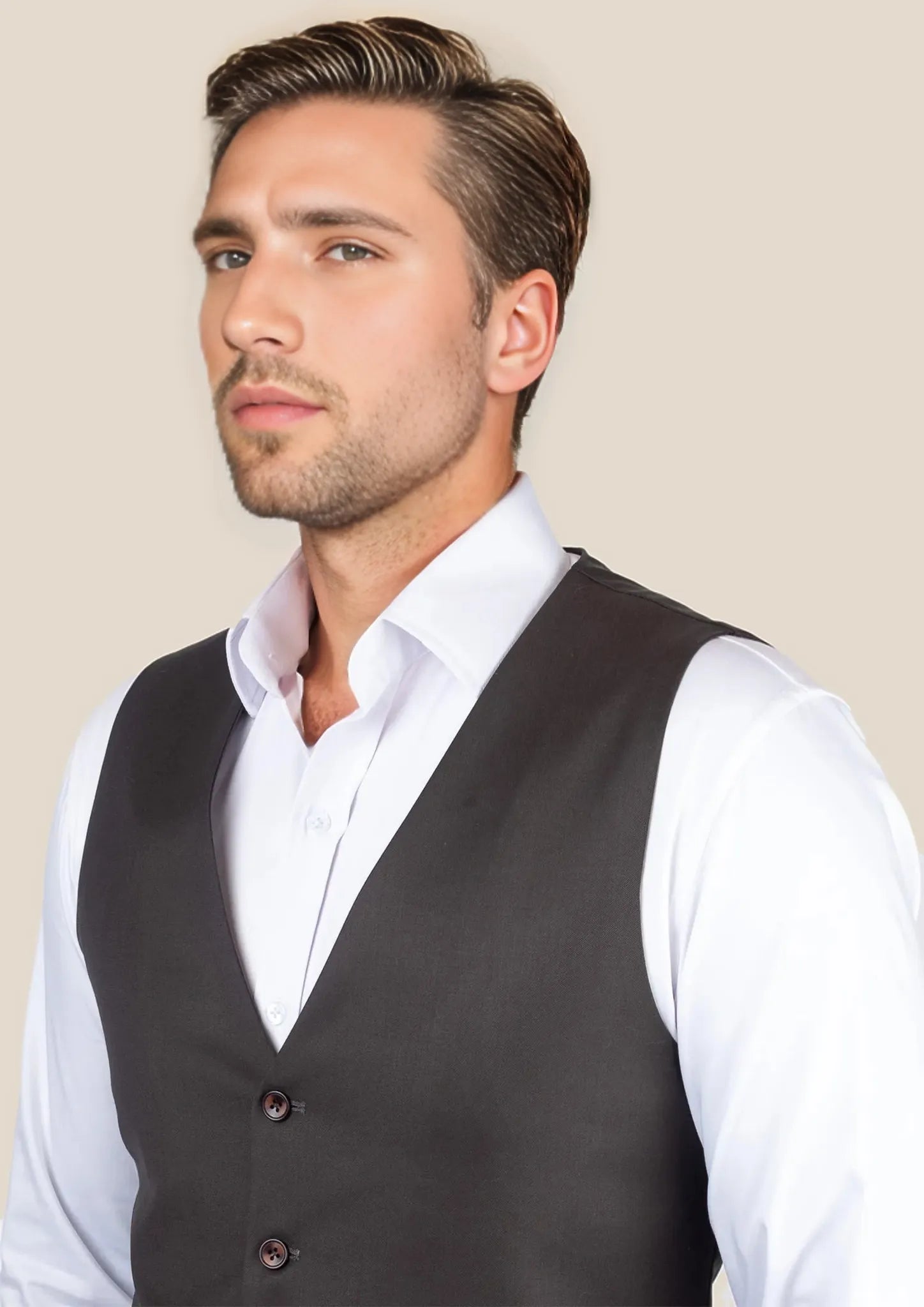 sable brown twill vest 771682