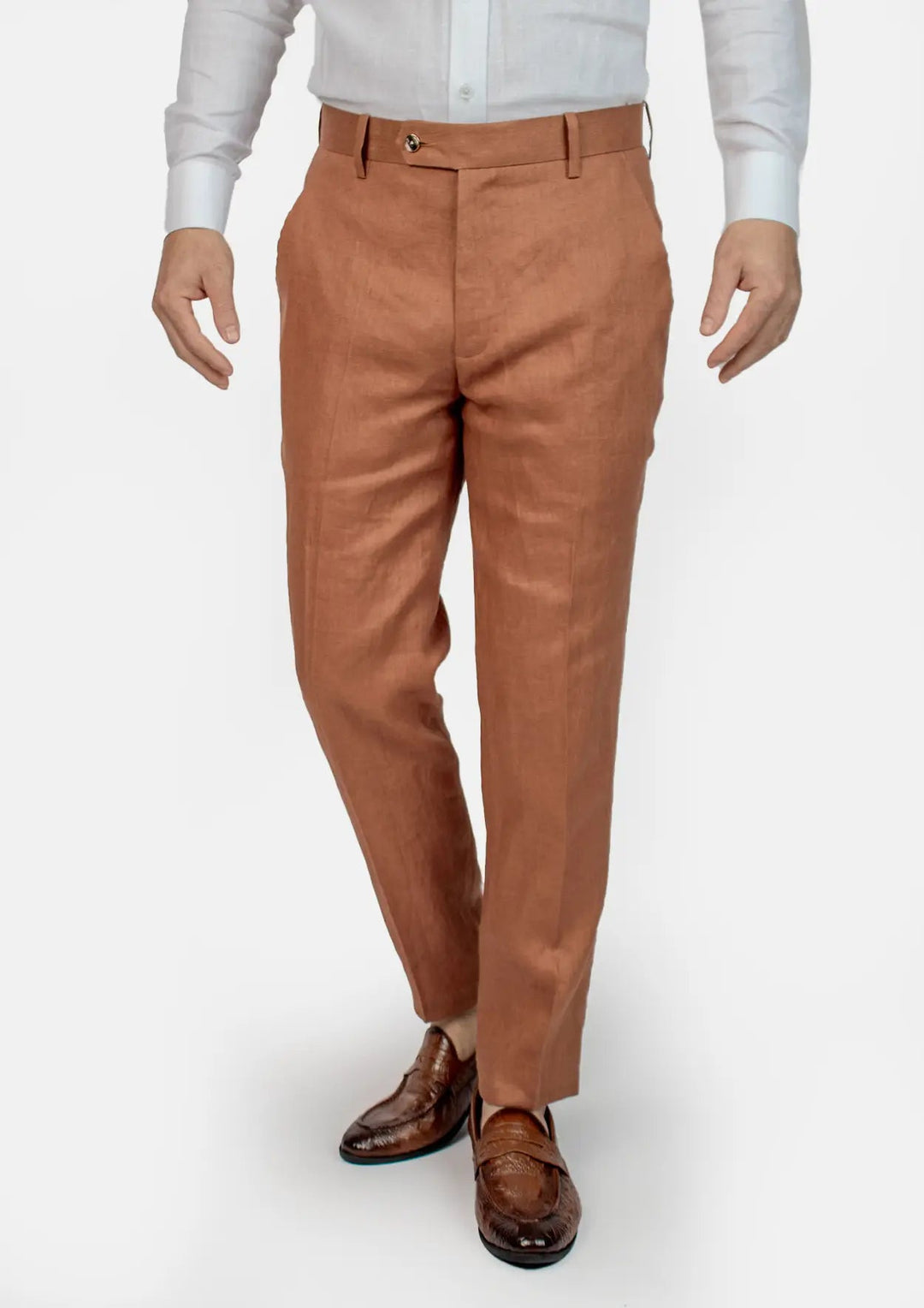 Amber Brown Linen Pants - SARTORO