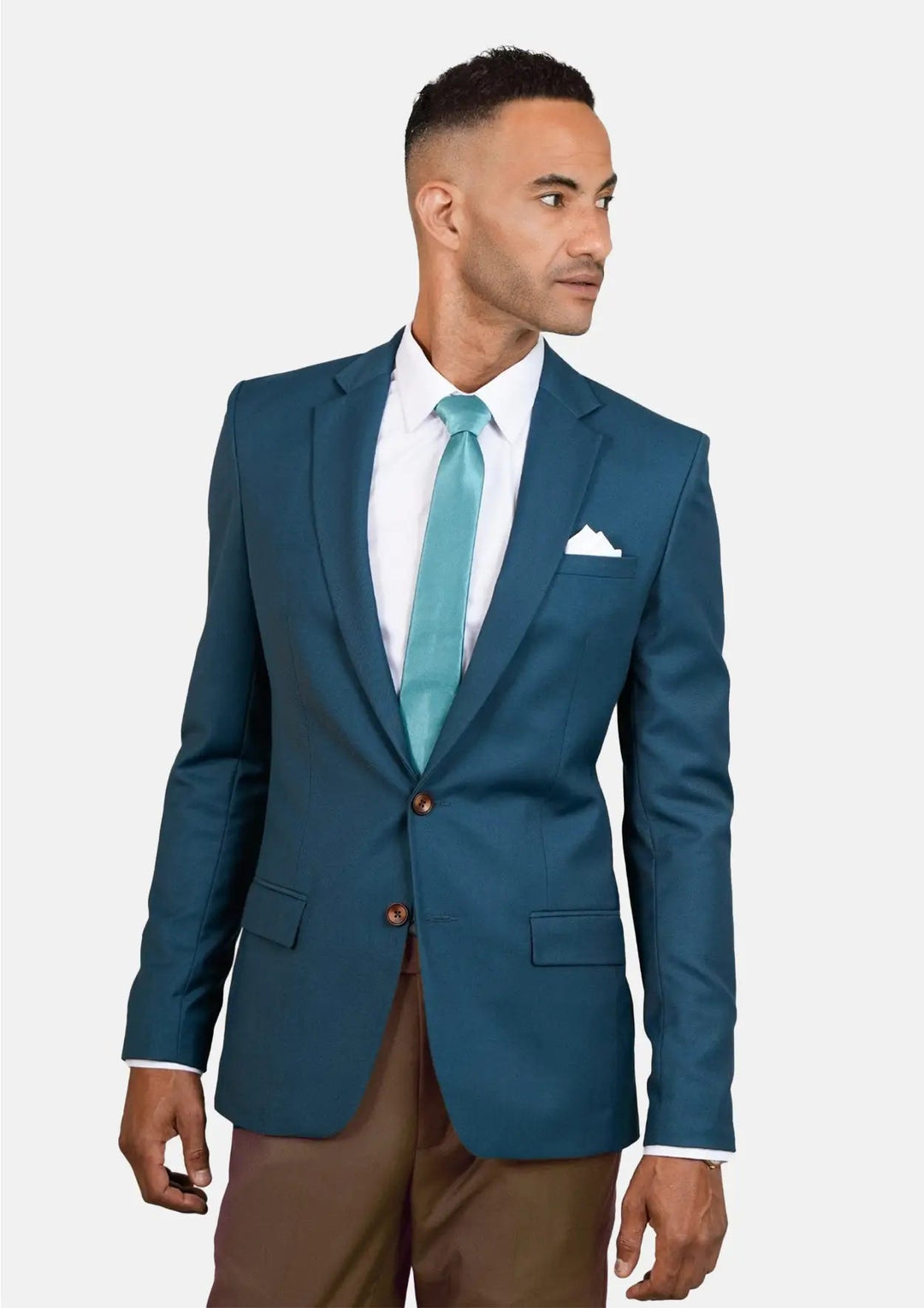 Astor Prussian Teal Twill Jacket - SARTORO