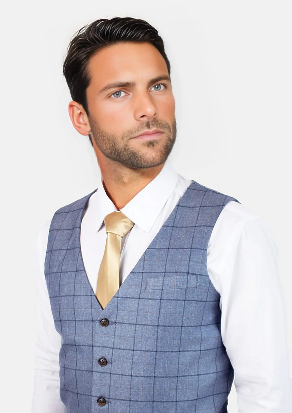 Carolina Blue Windowpane Vest - SARTORO