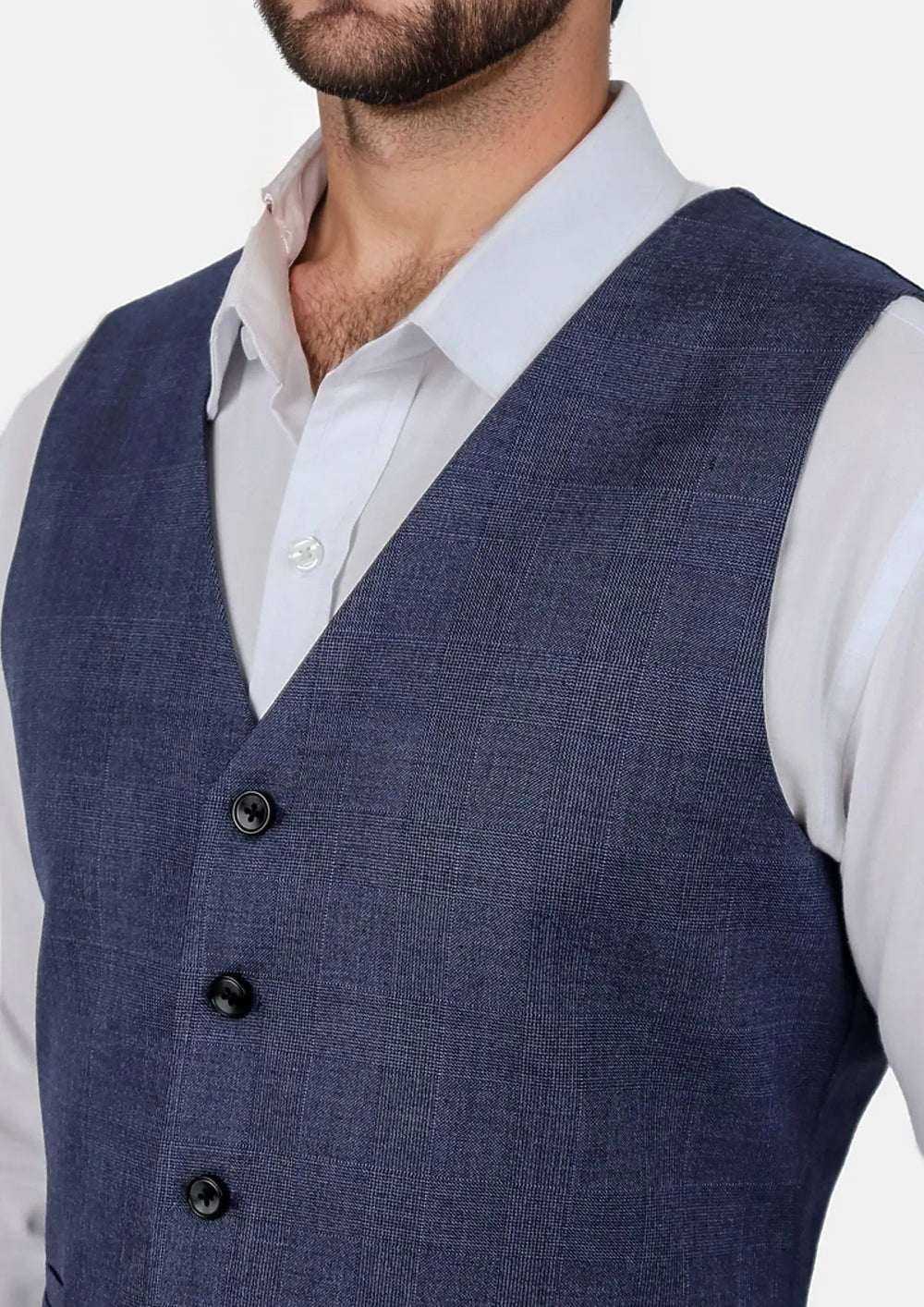 Midnight Blue Prince of Wales Vest - SARTORO