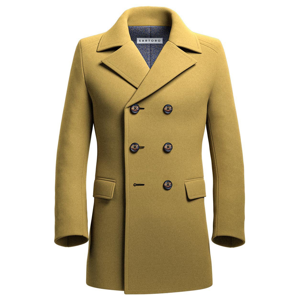 Mustard Wool Peacoat | SARTORO | Custom Made Men's Coats